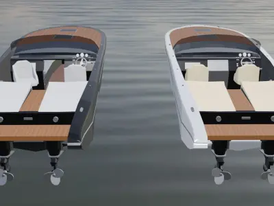 Speed Boats with interiors Low Poly Low-poly 3D model