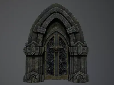 Tomb  Ancient Gate door with animation 3D model