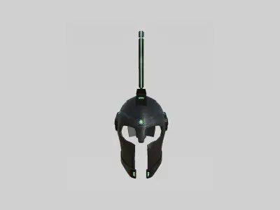 SciFi Spartan Helmet 04 Black Green - Character Design Low-poly 3D model
