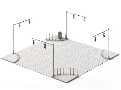 X Crossing Set 14m x 14m Low-poly 3D model