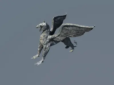 Stone Gryphon Low-poly 3D model