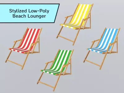 Stylized Low-Poly Beach Lounger Low-poly 3D model