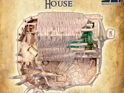 Raided Farm House Tabletop Terrain 28 MM 3D print model