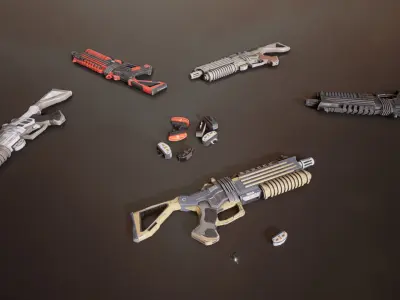 Sci-fi Futuristic Laser Rifle Low-poly 3D model