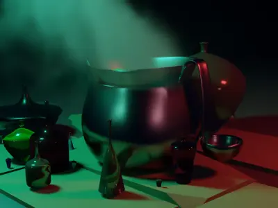 Cauldron with brew Low-poly 3D model
