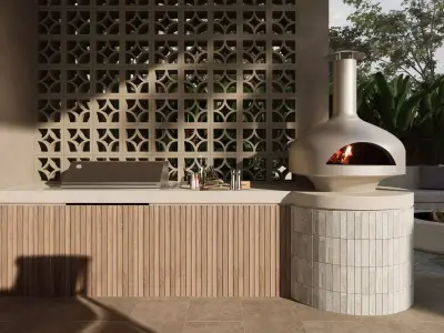 Polito Giotto Wood Fire Pizza Oven with Benchstand 3D model