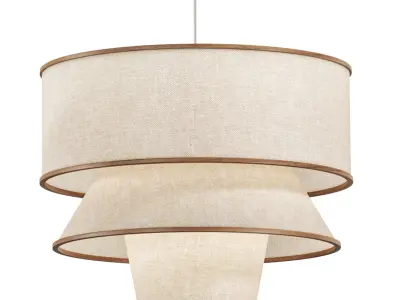 BRUNA WALNUT WOOD AND LINEN PENDANT LIGHT 3D model