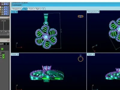 PENDANTS flower pendant with diamonds 3D print model