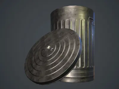 Trash Can PBR Game Ready Low-poly 3D model