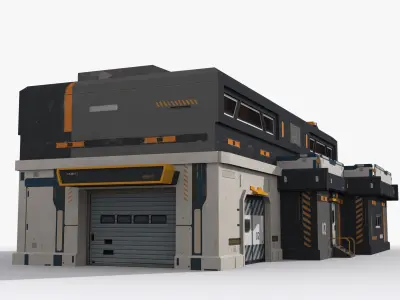 Factory Industrial Sci Fi x5 Low-poly 3D model