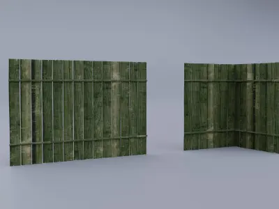 Modular Wooden Fence 3D model
