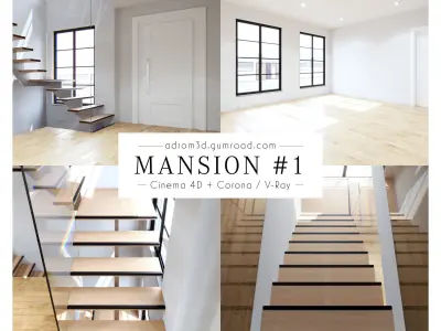 Mansion 1 for Cinema 4D with Corona and V-Ray 3D model