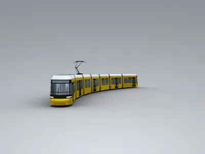 Low Poly Tram 3 - Low-poly 3D model