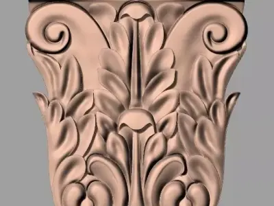 Door Post flower 3D STL Model for CNC Router Carving E958 3D model