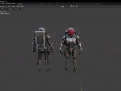  Futuristic Space Explorer game ready  character Low-poly 3D model