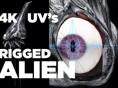 Alien character with tentacles and one eye 3D model