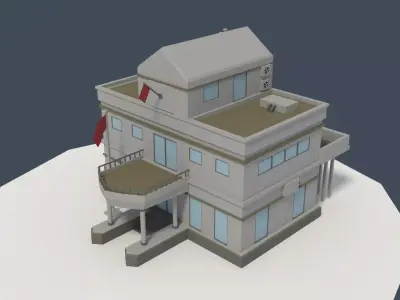 Low Poly Consulate Building Low-poly 3D model