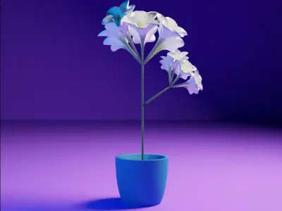 Low-poly flower 3D model in pot 3D print model