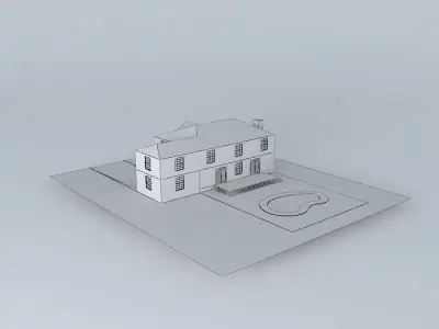 Stone and Light red Brick Mansion Free 3D model