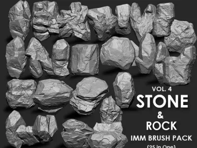 STONE AND ROCK MEGA PACK 4 IN ONE - 87 BRUSHES 3D model