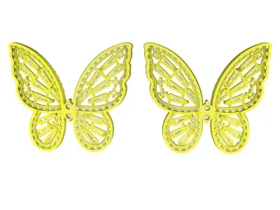 Luxury Butterfly Diamond Stud Earrings Design for Women 7290 3D print model