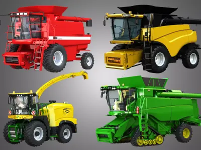 Combine Harvesters  4 in 1 3D Model Pack