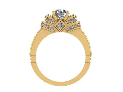 Ring231 gold engagement ring with diamonds 3D print model