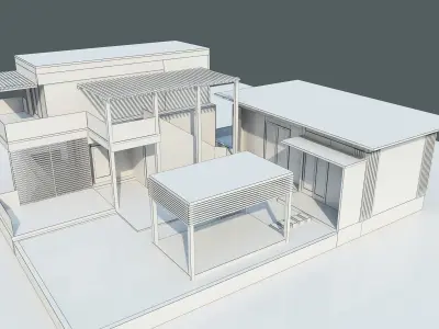 Exterior scene of modern single house minimal contemporary style 3D model