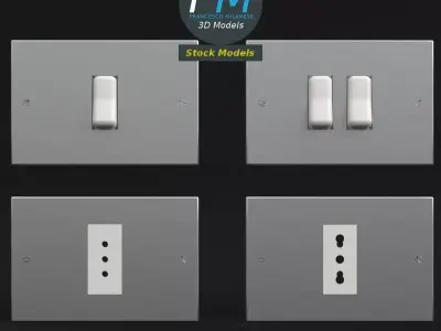 4 Wall Switch and Outlet Plates Set 3D model