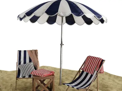 Beach lounge outdoor set 7 3D model