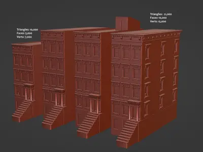 Cozy Autumn Brooklyn Neighbourhood Kit Low-poly 3D model