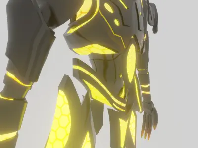 Villianmech 3d armor with lights Low-poly 3D model
