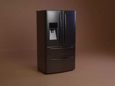 French Door Refrigerator Low-poly 3D model