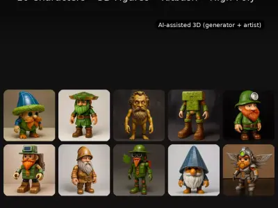 Woodland Gnome Collection 10 High-Poly Kitbash Characters 3D print model