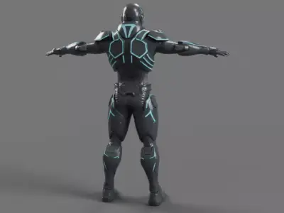 Cyber Ninja Character STL  Futuristic Sci Fi Warrior Model Low-poly 3D model