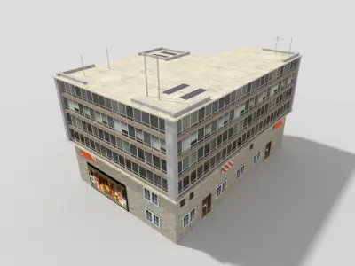 Office Building Low-poly 3D model 12