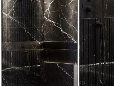 Corner shower cabin 07 corona  Low-poly 3D model