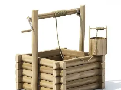 Wooden Water Well 3D model