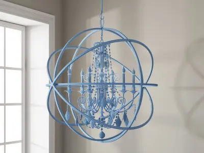 CRYSTORAMA SOLARIS 6 LIGHT CRYSTAL SILVER SPHERE CHANDELIER 3D model