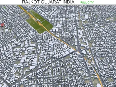 Rajkot Gujarat India 35km AI Low-poly 3D model