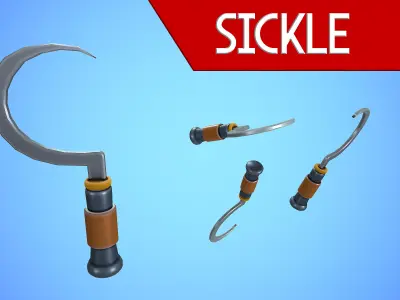 SICKLE CARTOON STYLIZED Low-poly 3D model