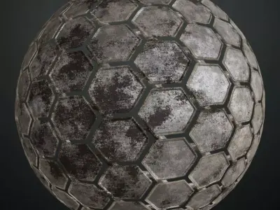 Dirty Hexagonal Metal Plate Transparent PBR Seamless Texture