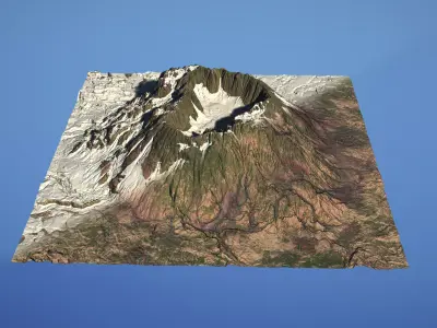 Landscape Environment Volcano Snow 04 Low-poly 3D model