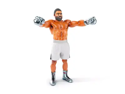 Boxer Character Rigged and Animated with Gloves and Shorts Low-poly 3D model