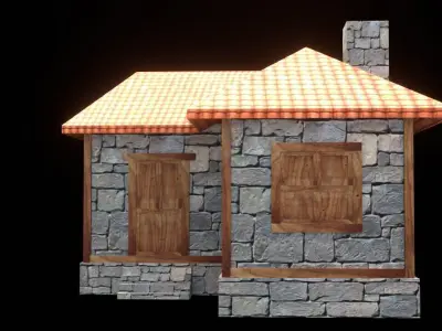 medieval house low poly village town residential game ready 6 Low-poly 3D model