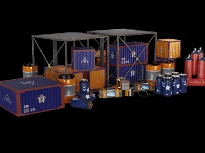 containers pack low poly scifi Low-poly 3D model