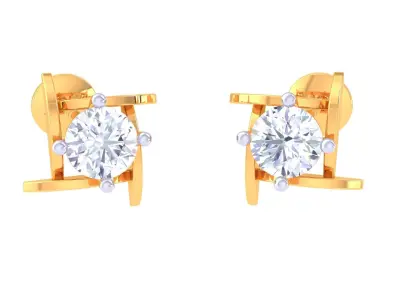 Solitaire Super Light Weight Earring Pendant Set 3D print model