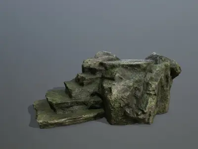 Altar Set rock with stairs Low-poly 3D model
