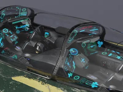 Futuristic Damaged Fighter Aircraft 3D model
