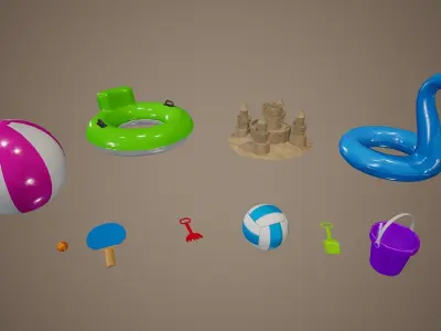 Summer Beach Toys Low-poly 3D model